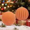 LANGXUN 2 Pcs 8 Inch Extra Large Velvet Christmas Ball Ornaments - Shatterproof Hanging Christmas Tree Decorations for Xmas Holiday Party Wedding Home Decor (Rose Gold)
