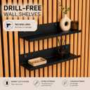 Acoustic Panel Shelf 20” – No Drill Slat Wall Mount Shelf for Wood Panels – Fits 0.5–0.6” Slat Spacing – Includes Clips & Screws – Heavy Duty Metal Shelf – Black - 2-Pack, 2 Pack Large
