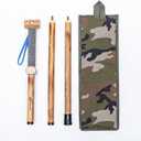 3pc Detachable Hardwood Walking Stick for Hiking with Compass 48 Inches - Soft Hand Strap - Rubber Tip Cover