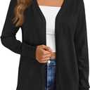 LILLUSORY Women's Cardigan Sweaters Lightweight Fall Clothes Fashion Long Sleeve Open Front 2025 Jackets (Small, Black)