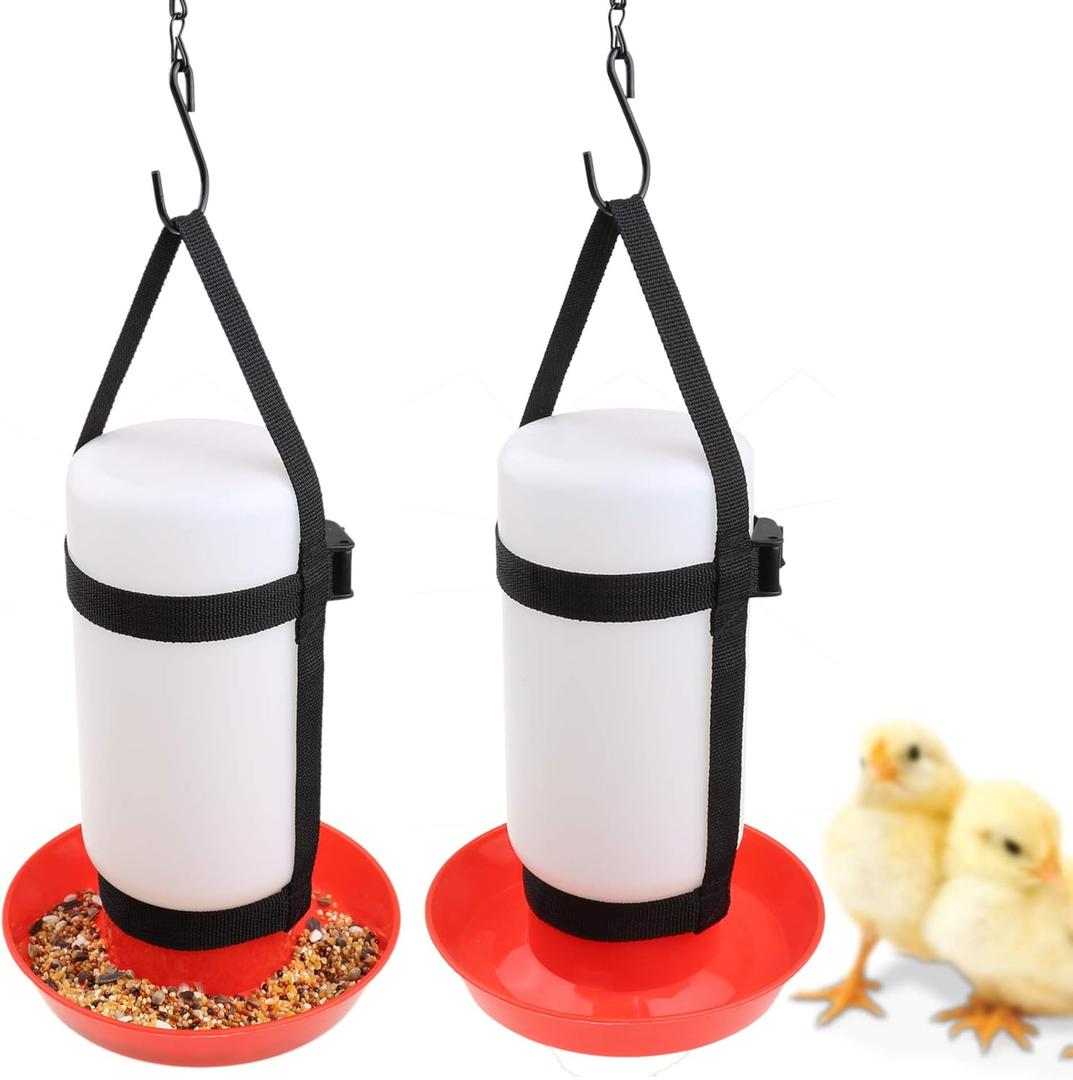 1 Pair Chicken Hanging Straps for Chicken Waterer Feeder Harness Chick Brooder Coop Cage Does NOT Include Bottle Or Base