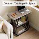 LITTLE TREE 25-Inch Tall End Table for Living Room, 3-Tier Side Table for Small Spaces, Industrial Narrow Side Table with Storage Shelf in Gray and Black (Set of 2)