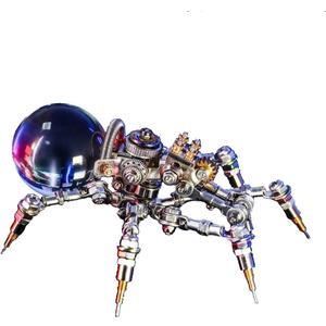 Mostarle Crystal Lamp Jumping Spider 3D Metal Puzzle, Arcynix DIY Model Kit Sci-Fi Mechanical Spider Steampunk Decor, Creative Gift & Futuristic Home Décor for Adults & Teens