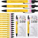 Sayglossy Teacher Appreciation Gifts Bulk Thank You Teacher Ballpoint Pens Cards and Bags Ties Small Inspirational End of School Gifts for Graduation Classroom Supplies(30 Sets)