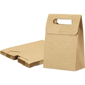 PATIKIL Kraft Paper Bags (3 x 5.3 x 7.5 Inch, Brown) (12Pcs) Stand Up Gift Bags with Handles, Suit for - Party Favor/Wedding/Bridal Shower/Festivals/Gift Packing