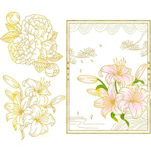 GLOBLELAND Peony and Lily Flowers Hot Foil Plate for DIY Foil Paper Embossing Scrapbooking Decor Greeting Cards Making Wedding Birthday Invitation,Matte Platinum