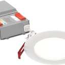 Juno WF4 ALO19 SWW5 90CRI MVOLT MW M6 Canless LED Wafer Downlight, Switchable White 2700K-5000K, Adjustable Lumens, Flat Trim, Matte White, 4-Inch