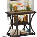 40-50 Gallon Aquarium Stand with Power Outlet & Storage Shelves, Black