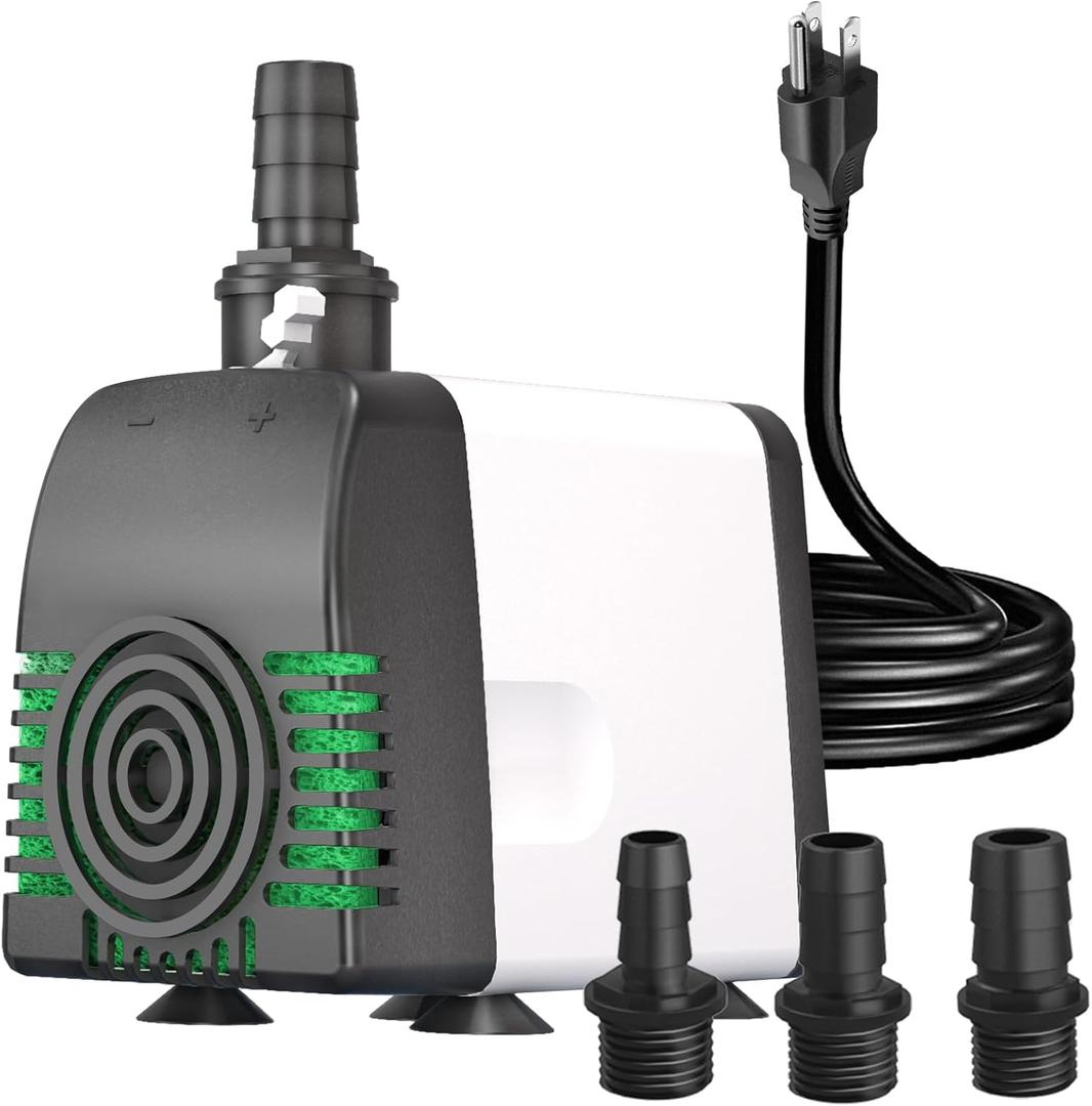 800GPH Submersible Water Pump - Fountain pumps with Auto Shut Off, Adjustable Flow & Ultra-Quiet for Fountains, Ponds, Aquariums, Fish Tank, and More