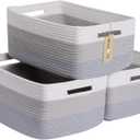 MiniArk Large Storage Baskets for Shelves, Closet Organizers Bins for Clothes Blanket Towels, Baby Nursery, Toy Baskets Box, Woven Rope Baskets, 17 x 13 x 7.5, 3 Packs Gradient Grey