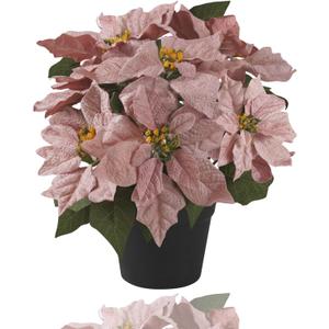 MATBAR Poinsettias Artificial Christmas Flowers Pink Faux Poinsettia Outdoor 15 Inch Winter Flowers for Home Office Table Decorations Indoor Outdoor Xmas Ornament