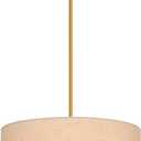 VONLUCE Modern Chandeliers, 18" Drum Chandeliers with 2-Layer Fabric Shade, 4-Light Pendant Light Fixture with E26 Bases, Light Fixture for Dining Room Bedroom Living Room, Linen Shade & Brass Finish (Gold)