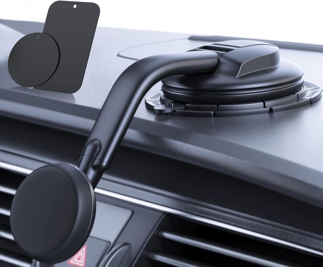 DOLYOFG Magnetic Phone Holder for Car, [ Powerful Magnets & Military-Grade Suction] Car Phone Holder Mount Dashboard Windshield Cell Phone Holder Phone Stand for Car iPhone Android Automobile Cradle (Black)