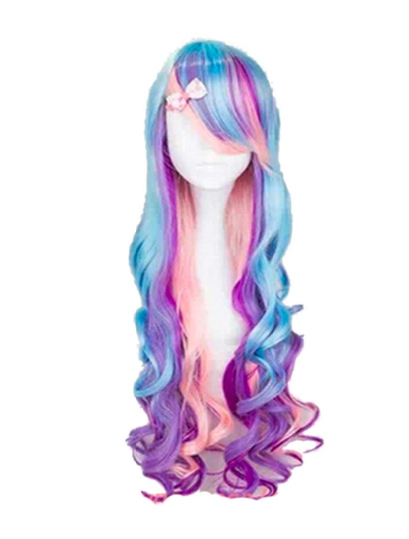 OYSRONG Women Long 31.5''/80cm Curly Multicolor Wig, Rainbow Wavy Cosplay Party Heat Resistant Fibre Wig
