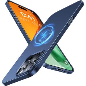 TORRAS Magnetic Slim Fit for iPhone 16 Pro Case 6.3 inch, Ultra-Thin 16 Pro Case Compatible with MagSafe, Lightweight Matte Anti-Scratch Hard PC Cover Phone Case for iPhone 16 Pro OriginFit, Blue (5-Navy Blue)