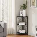 Snughome Corner Shelf with Metal Frame, 3 Tier Corner Storage Organizer, Freestanding Corner Bookshelf Stand Display Rack for Kitchen, Living Room, Black
