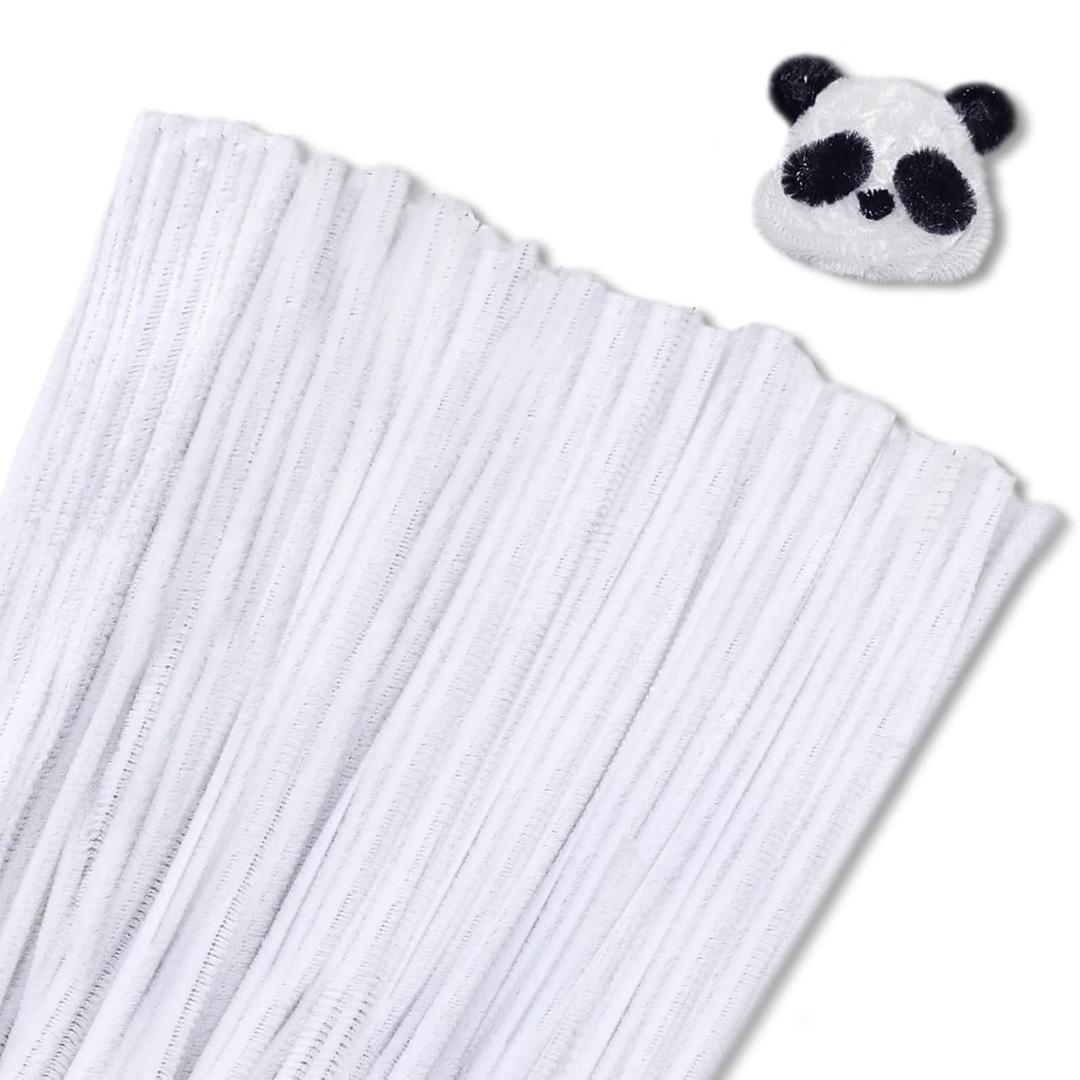 100 Pieces Pipe Cleaners Chenille Stem, White Pipe Cleaners Craft, Fuzzy Sticks Craft Supplies, Colored Pipe Cleaner for Creative Handmade DIY Art Craft Project