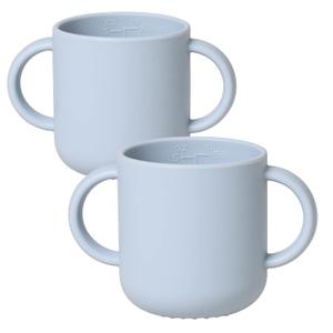 ROCCED Silicone Tiny Cups for Baby Silicone Baby Drinking Cups with 2 Handles, Toddler Training Cup Easy Grip for 6 Months+ 150ml/5oz 2 Pics-Deep Sky