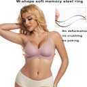 PRETTYWELL Comfort Push up Bras for Women Soft Underwire V Neck Bra Breathable Padded T Shirt Bralettes Seamless Everyday Bra (L)