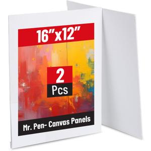 Mr. Pen- Canvas Panels, 2 Pack, 12x16 Inches, Triple Primed for Oil & Acrylic Paints, Canvas Boards for Painting, Painting, Blank Canvas for Painting, 3mm Thickness