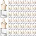 BBTO 100 Pcs Car Air Fresheners Diffuser with Wooden Empty Aromatherapy Diffuser Clear Fragrance Holder Pendant Hanging Perfume Fresheners Bottles for Car Decor(Clear Classic)