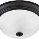 DESIGNERS FOUNTAIN 2-Light Flush Mount Ceiling Light, 11 Inch Lighting Fixture for Kitchen, Bedroom, Bathroom, and Hallway, Oil Rubbed Bronze with Etched Glass, 1257S-ORB-W