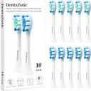 Plaque Control Replacement Heads for Philips Sonicare, Electric Toothbrush Replacement Heads for Adults, Soft Bristles, White 10 Pack