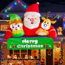 OurWarm 7.2FT Christmas Inflatable Outdoor Decoration, Christmas Blow Up Yard Decorations Built-in LED Lights, Detachable Banner Inflatable Santa Claus Outdoor with Elf & Reindeer Decor for Xmas Lawn