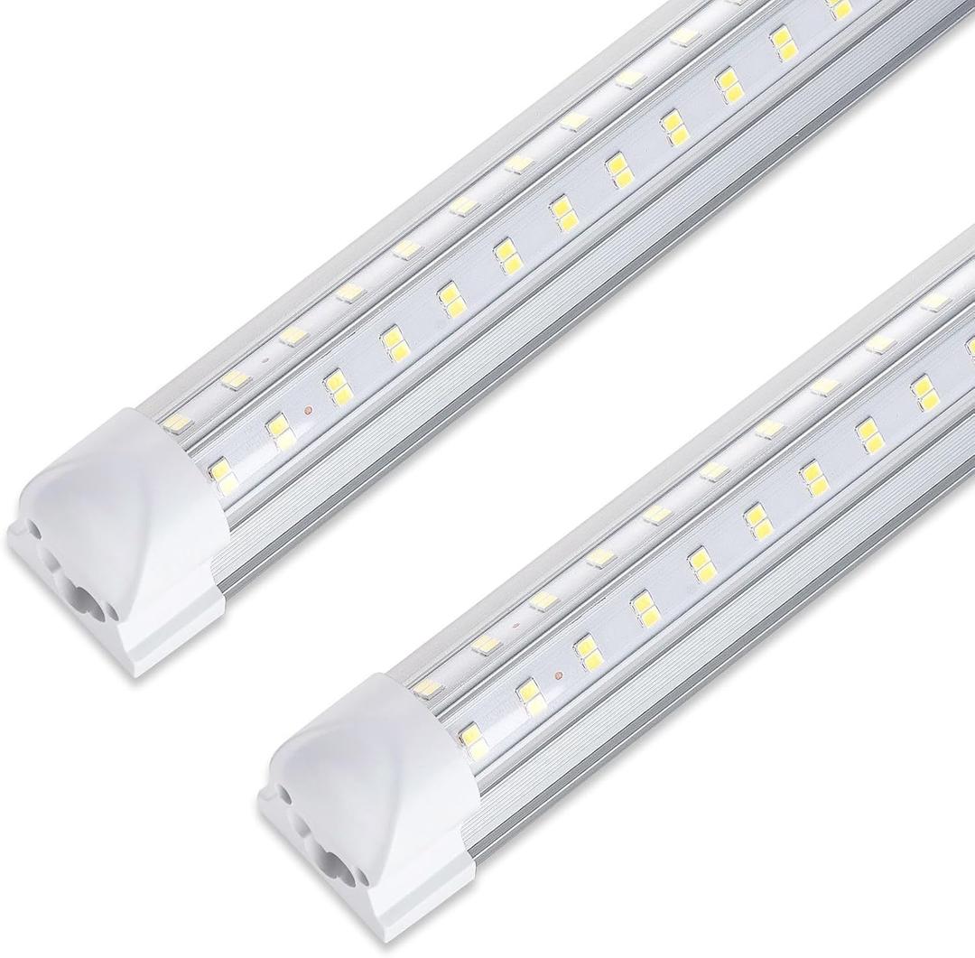 3FT LED Shop Light, 36W 5000lm Super Bright 6500K, Clear Cover, V-Shape, T8 LED Fixture, Linkable Shop Lights for Garage, Workbench, Workshop (2 Pack)