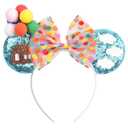 Magical Mouse Ears Headband with Hot Air Balloon and Sequin Accents  Perfect for Parties, Theme Parks & Celebrations! (3D Blue Balloon)