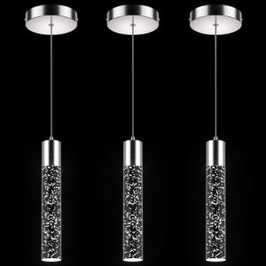 Pendant Lights Kitchen Island, 6500K Modern Kitchen Island Lights Brushed Nickel, 3 Pack Ceiling Lighting Fixtures with Crystal Bubble, Integrated LED Hanging Light for Dining Room Restaurant