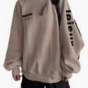 WDIRARA Women's Letter Graphic Oversized Sweatshirt Vintage Long Sleeve Pullover Tops XL