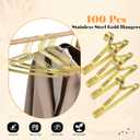 100 Pcs Stainless Steel Gold Metal Hanger for Clothes 16.5" Wire Hangers for Coat Suit Bridal Boutique Dress Closet Dorm Clothing Rack