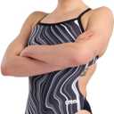 ARENA Performance Marbled Women's Swimsuit Challenge Back One Piece MaxLife Pool Training Bathing Suit Sports Swimwear (26, Black/Black Multi)