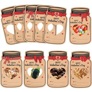 Valentines Day Gifts for Kids 60Pack Mason Jar Happy Valentines Cards Valentine Exchange Cards for Boys Girls School Class Classroom Party Favors (Candy Not Included)