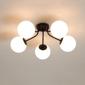 Modern Sputnik Chandelier Ceiling Lamp 5 Lights Ceiling Light Fixture Glass Lampshade 9-Lights Farmhouse Chandelier for Dining Room Farmhouse Kitchen,Black,5 Light