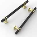 FILTA 6.3 Inch(160mm) Hole Centers Matte Black 10 Pack Cabinet Pulls,Black and Gold Square Drawer Pulls T Bar Kitchen Cabinet Handles Cabinet Hardware for Cabinets Cupboard Drawer