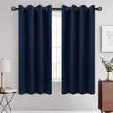 COSVIYA Grommet Blackout Room Darkening Navy Blue Curtains 63 inch Length,Thick Polyester Light Blocking Insulated Thermal Curtain Drapes for Bedroom/Living Room,2 Panels,52x63 inches