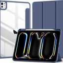 LEOMARON Compatible with iPad Pro 11 Inch Case M5 2025/M4 2024 with Pencil Holder, Clear Transparent Back for iPad 11 Pro Case, Support Pencil Pro and Pencil(USB-C), Auto Wake/Sleep, Blue Gray