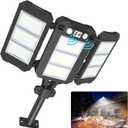 Solar Flood Lights Outdoor, 7000 LM Super Bright Aluminum Arm Solar Lights, 3 Heads Dusk to Dawn LED Dual Motion Sensor Lights, IP65 Waterproof Security Light with 3 Modes for Yard Street Barn