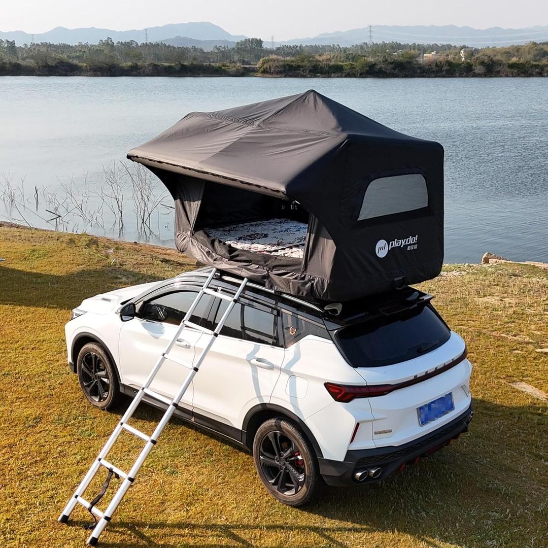 UNISTRENGH Waterproof Inflatable Car Rooftop Tent Lightweight Portable Family Outdoor Camping Roof Top Tent for SUV, Jeep Cars (Black)