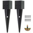 2 Pcs 4x4 Fence Post Anchor Ground Spike 16" (Inner Size 3.6"x3.6") Black Powder CoatedMailbox Post Anchors, for Deck,Fence, Railing,Mailbox 