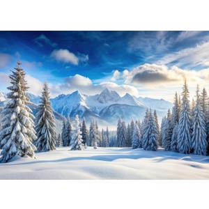 LYWYGG 8x6ft Winter Backdrop Winter Forest Photography Backdrop Wonderland Snow Forest Scene Background cp-712