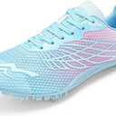 Track and Field Shoes for Men Women 8 Spikes Boys and Girls Kids Running Racing Shoes (Pink)