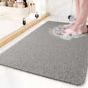 Non-Slip Bathtub Mat, 16x24 Inch, Shower Mats for Bath Tub, PVC Loofah Bathroom Mats for Wet Areas, Quick Drying Foot Scrubber Mat Grey