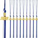 Chuangdi 10 Pieces 2026 Grad Graduation Tassels Graduation Cap Tassels with 2026 Charms Graduate Hat Decoration for School Party Favors(Blue and White)