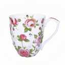 Glen Mila 13oz Cute Coffee Mug for Women Bone China Coffee Mug Cute Mugs Christmas Mugs birthday Gifts for Mom Friends (Garden white rose mug)