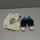 ikiki Squeaky Shoes for Toddlers with On/Off Squeaker Switch (George P. Penguin) (Black Penguin, Sparkly Black, Size 8)