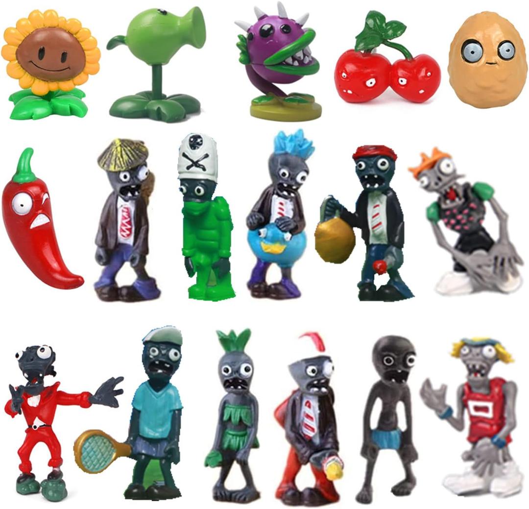 JHESAO 17PCS Plants PVZ Toys Set Figurines Zombies Series PVZ Plush PVC Toys New, Great Gifts for Kids and Fans, Birthday and Party