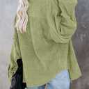 Dokotoo Womens Corduroy Button Down Shirts Boyfriend Long Sleeve Oversized Blouses Tops (Green, S)